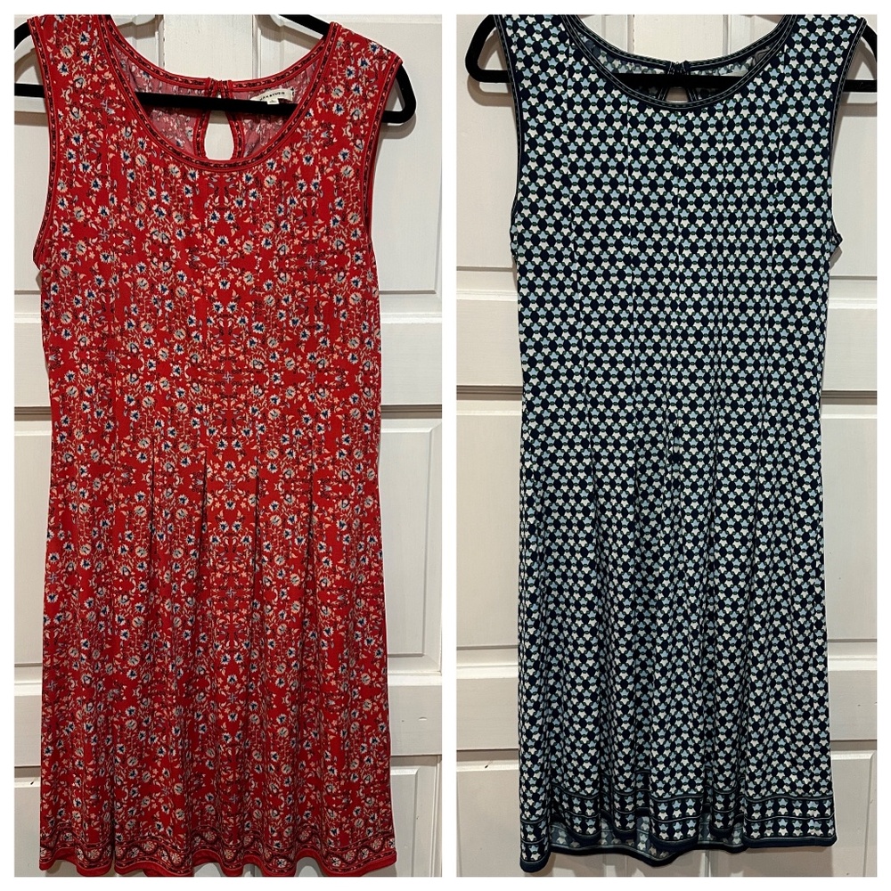 Max Studio Sleeveless Shift Dress Keyhole Back Lot Of 2 Colorful Print Blue Red